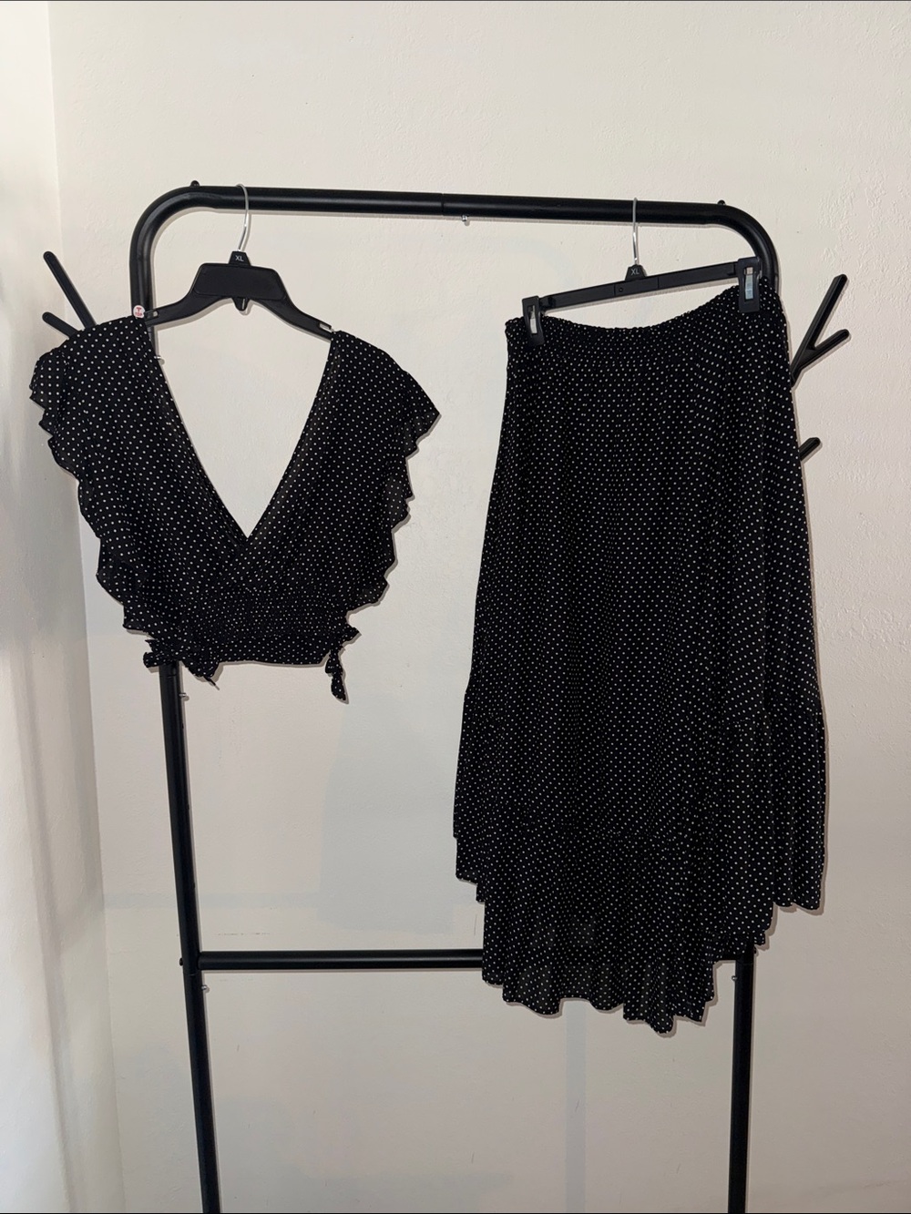 Free People Black White Polka Dot Asymmetrical Skirt Set 🖤🤍 - Picture 4 of 10